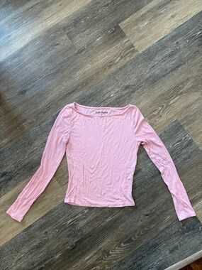 Pink Rose Pale Pink Long Sleeve Scoop-Neck Tee